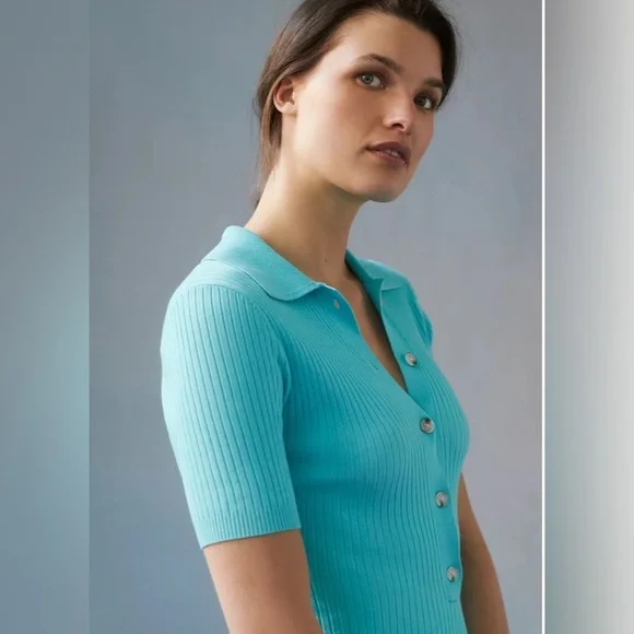 Knit Collared Midi Dress NWT - Picture 2 of 5